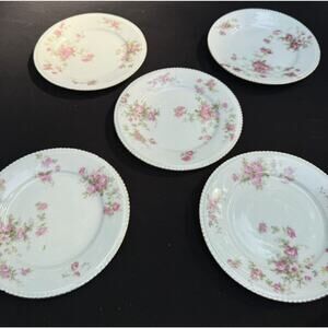 Set Of 5 Antique Schwarzburg German Porcelain RSC67 Plates 6” Ruffle Edge -C12